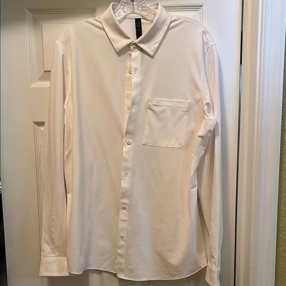 Lululemon Athletica White Dress Shirt with Long Sleeves and Classic Collar